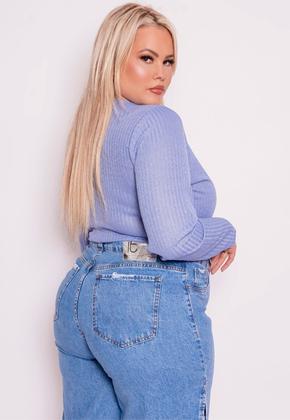 Imagem de Cropped Feminino Manga Longa Plus Size Strass