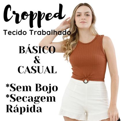 Imagem de Cropped Feminino Regata Básic e Casual Tecido Diferenciado Confort Slim Alto Verão 36724A