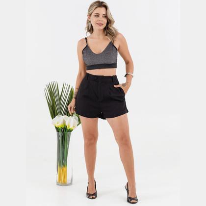 Imagem de Cropped feminino top brilho frente dupla s/bojo alça fina slim 73623a