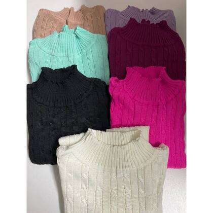 Imagem de Cropped Feminino Trançado Manga Longa Trancinhas Inverno