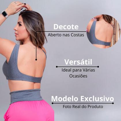 Imagem de Cropped Fitness Feminino em Tecido Suplex sem Bojo para Academia e Treinos Funcionais 