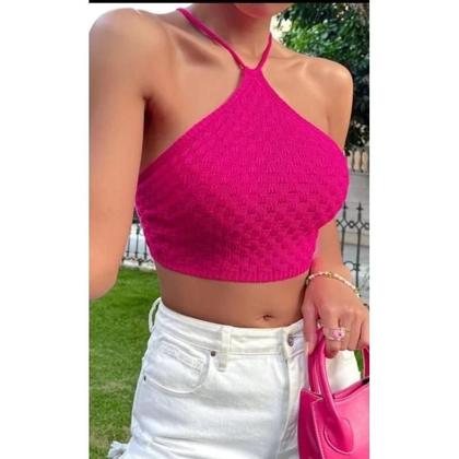 Imagem de Cropped Frente Unica com Amarração Tricot Verão