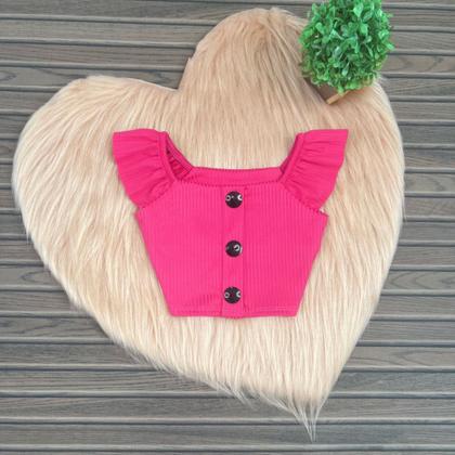 Imagem de Cropped Infantil Canelado Modinha Blogueira Meninas Estilosa