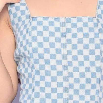 Imagem de Cropped Jeans Quadriculado Com Zíper - Enfim