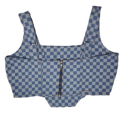 Imagem de Cropped Jeans Quadriculado Com Zíper - Enfim