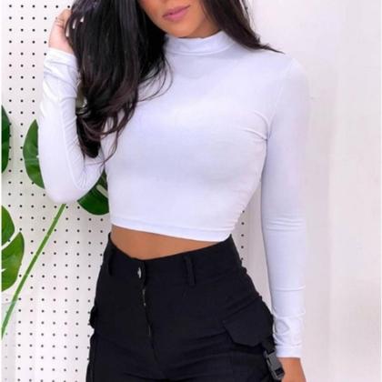 Imagem de Cropped Manga Longa Gola Alta Estilo Inverno