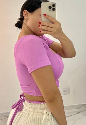 Imagem de Cropped Manguinho em Tecido Laurel Avulso, com Bojo