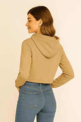Imagem de Cropped Moletom Feminino Capuz Liso Bege