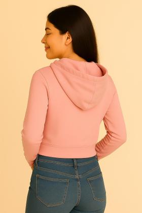 Imagem de Cropped Moletom Feminino Capuz Liso Rosa