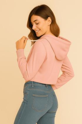 Imagem de Cropped Moletom Feminino Capuz Liso
