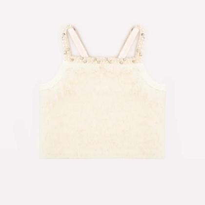 Imagem de Cropped Off White Com Perolas Pituchinhus de Tule 28288