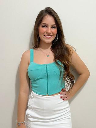 Imagem de Cropped Regata Alcinha Com Bojo E Ziper Na Frente Feminino