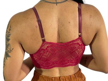 Imagem de Cropped Renda Regata Blusinha Top Bojo Decote Feminino Costura Reforçada R11