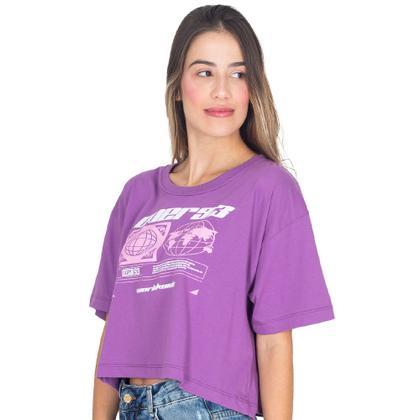 Imagem de Cropped T-Shirt Feminina Algodão Com Estampa Manga Curta