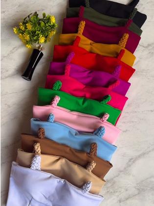 Imagem de Cropped Tamanho Único com Alça Trançada