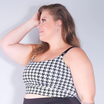 Imagem de Cropped Top Plus Size Feminino em Tecido Jacquard com Alças Reguláveis Academia ou Dia a Dia  Fitmoda