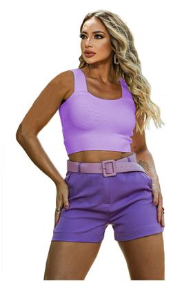 Imagem de Cropped Tricot Alça Grosso Moda Feminina Verão Blusinha Neon