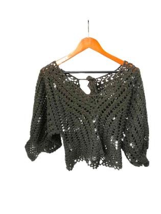 Imagem de Cropped tricot croche furos laço nas costas