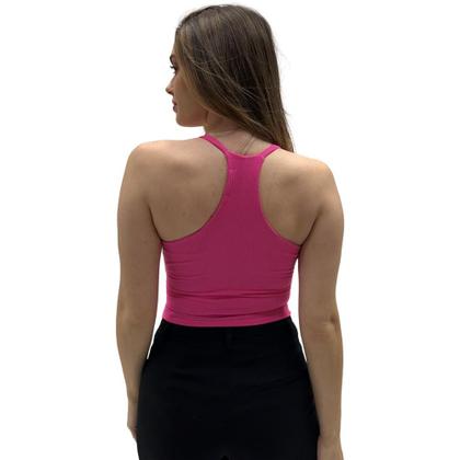 Imagem de Cropped Trimix Alça Gola V Canelado Feminino