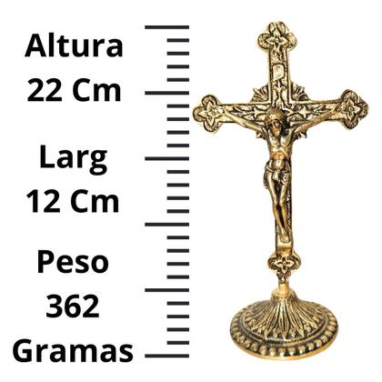 Imagem de Crucifixo Bronze Mesa Altar Cristo 22 Cm - Sacredstore