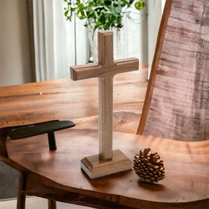 Imagem de Crucifixo Cruz Sem o Cristo De Mesa E Parede Madeira 19 Cm