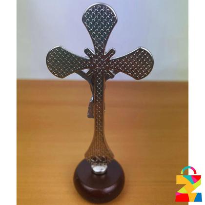 Imagem de Crucifixo De Mesa Metal Decorativo Católico 10cm