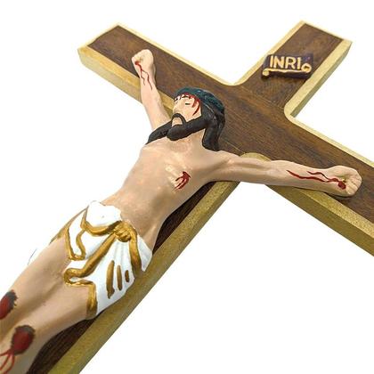 Imagem de Crucifixo De Parede Grande Cruz Em Madeira Para Parede 48cm