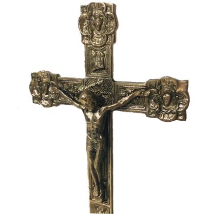 Imagem de Crucifixo Parede Bronze Decoração Igreja Lar Jesus Cristo