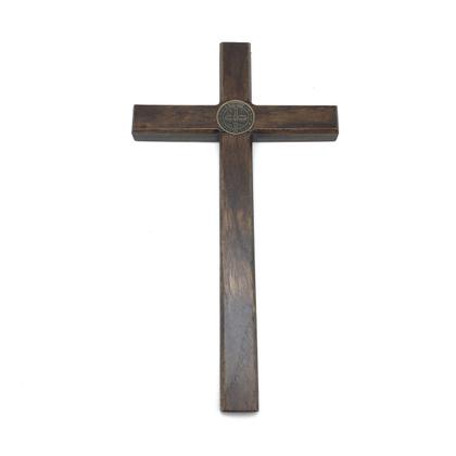 Imagem de Crucifixo Parede Sem o Cristo Medalha De São Bento 23 Cm