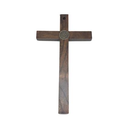 Imagem de Crucifixo Parede Sem o Cristo Medalha De São Bento 23 Cm