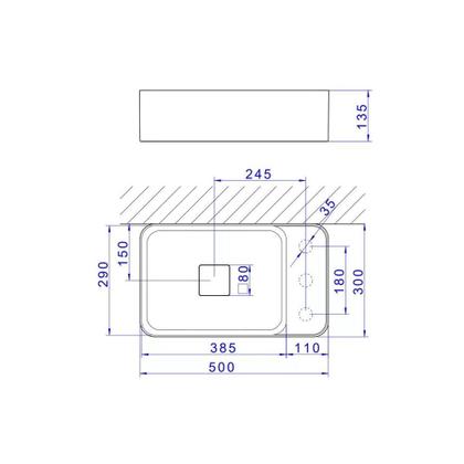 Imagem de Cuba Apoio Deca Slim 50x30 L.43050.MD.94 Retangular Ébano