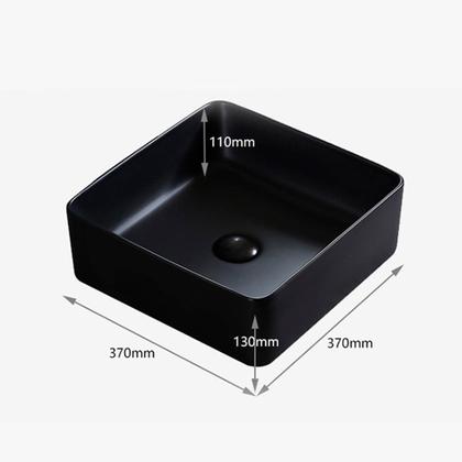 Imagem de Cuba Banheiro Cerâmica Preta Sobrepor Quadrada 37x37 - Deend