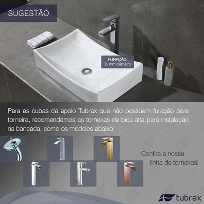 Imagem de Cuba Banheiro Lavabo Cerâmica Louça Branca Retangular Tubrax