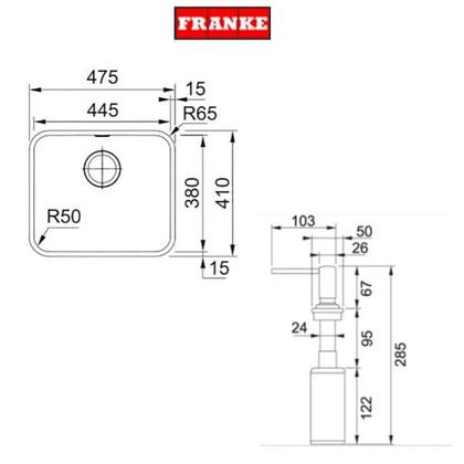 Imagem de Cuba Bell Franke 47,5x41 16665 Com Dosador de Sabão Franke