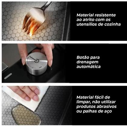 Imagem de Cuba Cascata Premium Gourmet Multifuncional Smart Pia Cozinha Completa Com Lavador De Copos E Torneira Monocomando Aço Inox 304 Cor Preta Brinovar