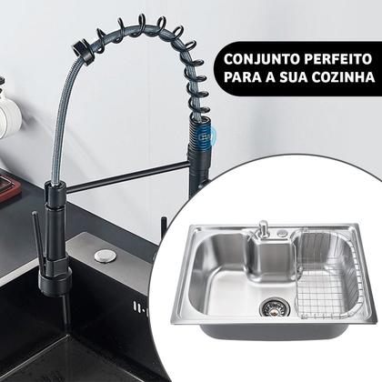 Imagem de Cuba Cozinha Acessórios Torneira Monocomando Gourmet Inox
