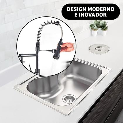 Imagem de Cuba Cozinha Acessórios Torneira Monocomando Gourmet Inox