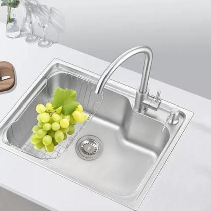 Imagem de Cuba Cozinha Gourmet 56x42 Cm Inox Prata Escovado Luxo Brinovar