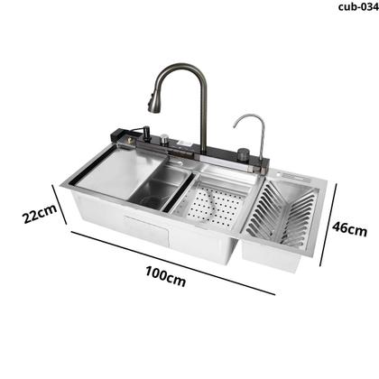 Imagem de Cuba cozinha gourmet aço inox 304 multifuncional com calha