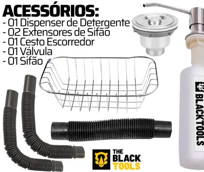 Imagem de Cuba Cozinha Pia Gourmet Aço Inox 50x40cm 26l Com Acessórios Kit Completo Válvula Sifão Ravenna