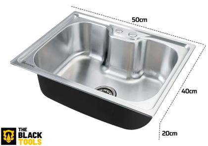 Imagem de Cuba Cozinha Pia Gourmet Aço Inox 50x40cm 26l Com Acessórios Kit Completo Válvula Sifão Ravenna