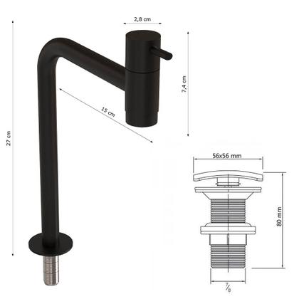 Imagem de Cuba Dalla Sobrepor com Válvula Click e Torneira Inox Black