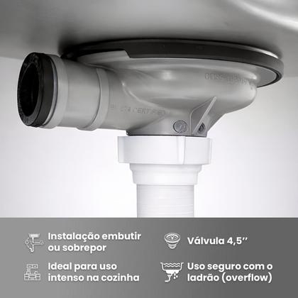 Imagem de Cuba de Aço Inox Franke Línea 70  70x40 cm  Com Válvula 4,5 Embutir e Sobrepor KIT Instalação