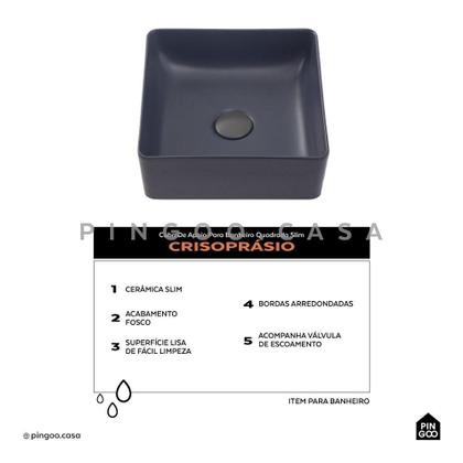 Imagem de Cuba De Apoio Para Banheiro Quadrada Slim Louça Cerâmica 31 cm Crisoprásio Pingoo.casa - Cinza Fosco