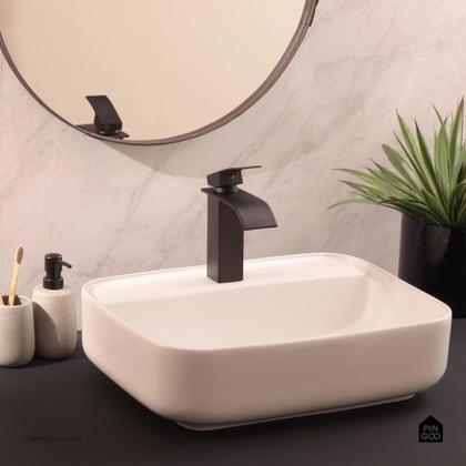 Imagem de Cuba de Apoio para Banheiro Retangular Louça Cerâmica Clorita Pingoo.casa - Branco