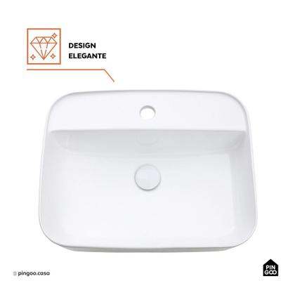 Imagem de Cuba de Apoio para Banheiro Retangular Louça Cerâmica Clorita Pingoo.casa - Branco