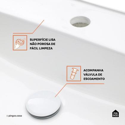 Imagem de Cuba de Apoio para Banheiro Retangular Louça Cerâmica Clorita Pingoo.casa - Branco