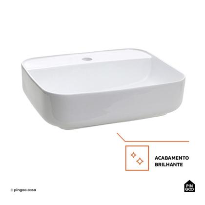 Imagem de Cuba de Apoio para Banheiro Retangular Louça Cerâmica Clorita Pingoo.casa - Branco