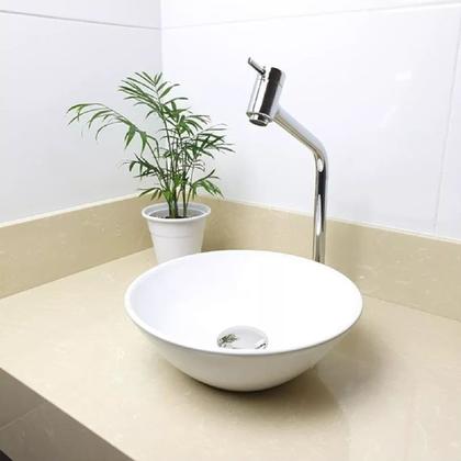 Imagem de Cuba De Apoio Para Banheiro Udine Redonda Branca 28x9,5cm  Japi