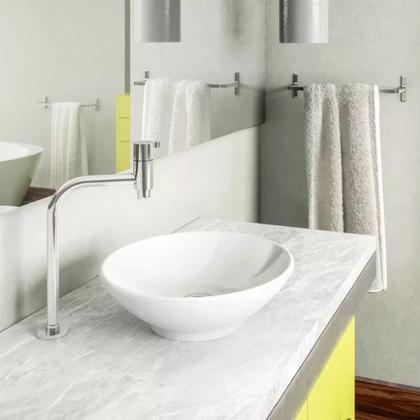 Imagem de Cuba De Apoio Para Banheiro Udine Redonda Branca 28x9,5cm  Japi